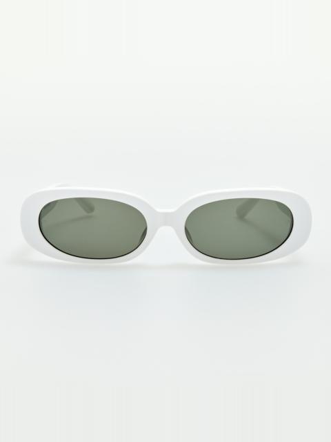 LINDA FARROW Cara Sunglasses in White with Diamonds and 22k Gold