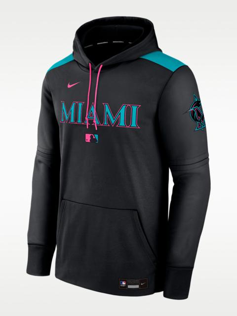 Nike Miami Marlins Authentic Collection City Connect Men's Nike Therma MLB Pullover Hoodie