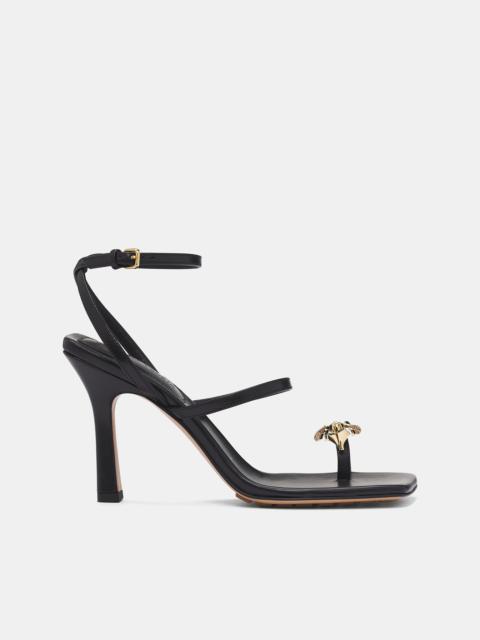 Bottega Veneta Black Leather Bee Strappy Heels