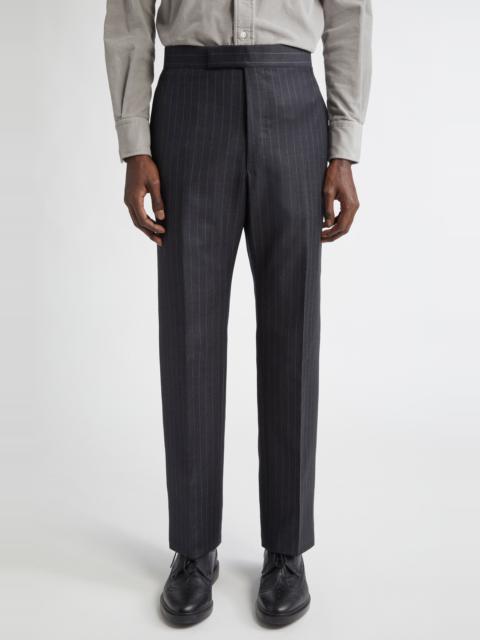 Thom Browne Thom Browne Fit 1 Pinstripe Wool Backstrap Pants in Dark Grey at Nordstrom