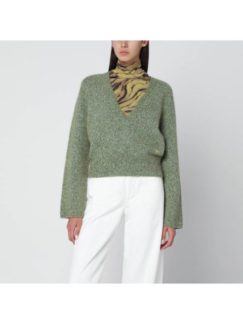 GANNI Ganni Green Wool-Blend Textured Sweater Women