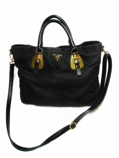 Prada Authentic Prada Canvas Nylon Bag Black Colour Leather Belt