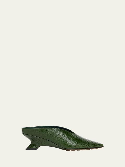 Bottega Veneta Frog-Print Leather Kitten-Heel Mules