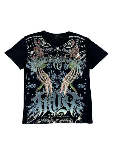 Other Designers Christian Audigier Double Rose All Over Print Tee
