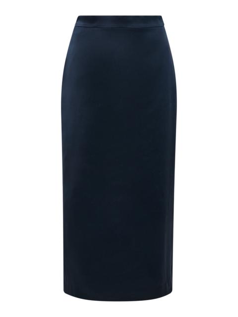 HEIRLOME Lexi Silk Satin Midi Skirt blue