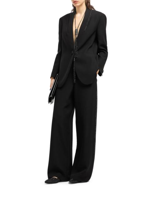 GIORGIO ARMANI SINGLE BREASTED SILK JACKET WITH RHINESTONE EMBROIDERY