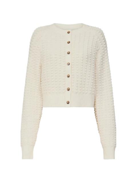 Loulou de Saison Edie Bubble Stitch Cardigan in Ivory