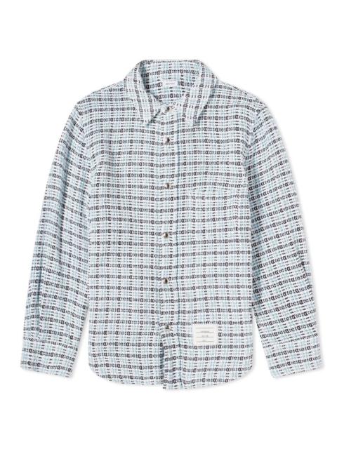 Thom Browne Men's Blue Check Crochet Tweed Shirt Jacket