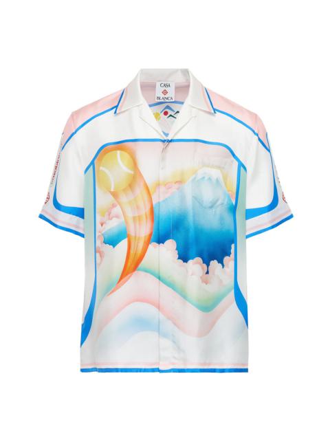 CASABLANCA Cuban Collar Short Sleeve Shirt