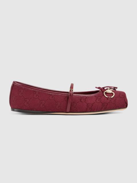 GUCCI Gucci Horsebit GG Canvas Ballet Flats