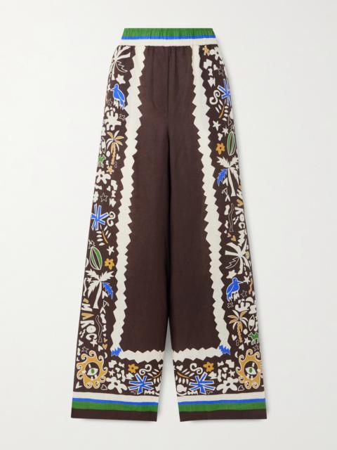 ALÉMAIS Printed Linen Wide-leg Pants