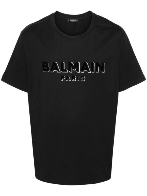 Balmain flocked-logo cotton T-shirt