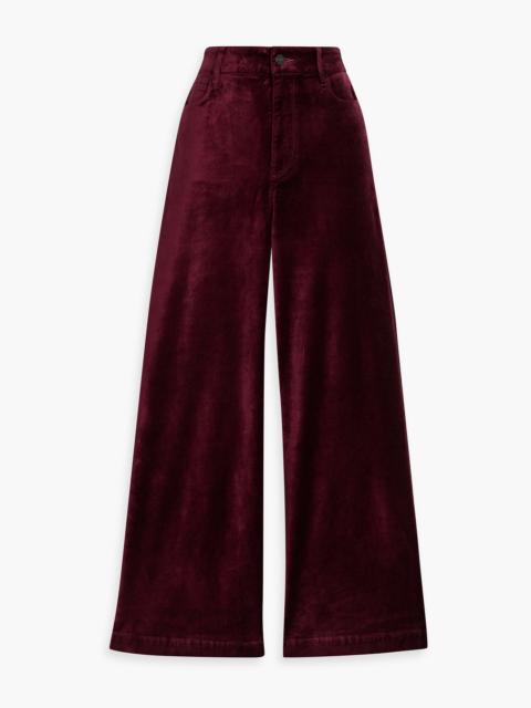 Other Designers Anessa cropped cotton-blend velvet wide-leg pants
