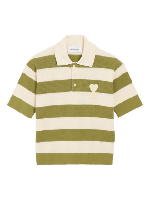AMI Paris Ami Paris Women Ami De Coeur Striped Polo Shirt