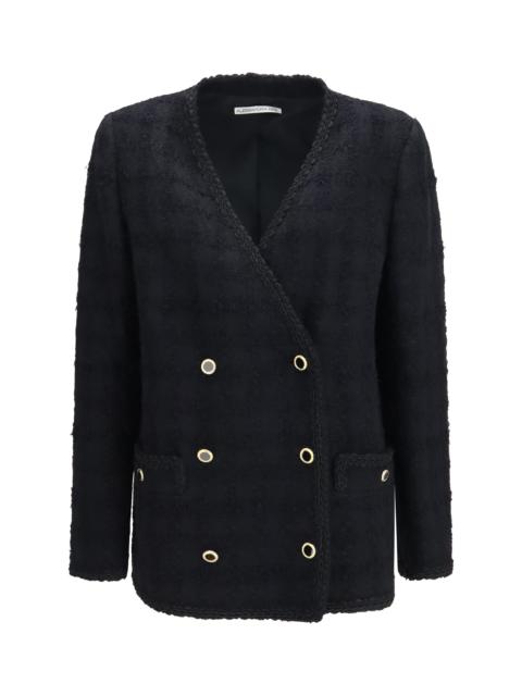 Alessandra Rich Alessandra Rich Double-breasted Checked Tweed Jacket Black