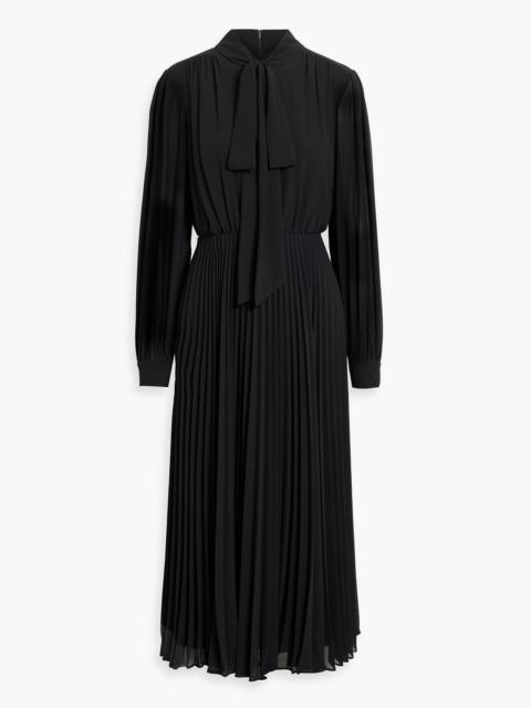 Other Designers Pussy-bow pleated chiffon midi dress