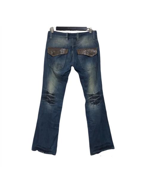 Other Designers Japanese Brand ROOT THREE Denim Flares Leather Pocket