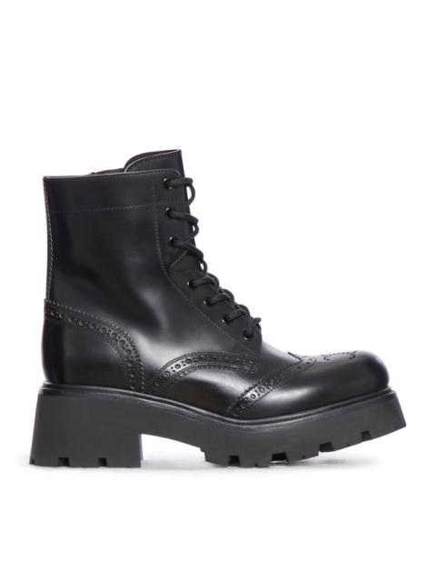 Celine Women Leather Boots With Laces And Triomphe Logo