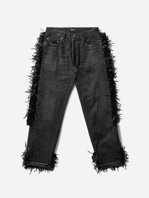 UNDERCOVER Women's Distressed Fringe Denim Pants Black