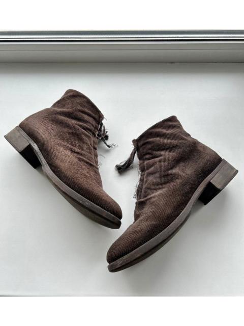 Other Designers Cherevichkiotvichki Layered Corduroy Leather Ankle Zip Boots