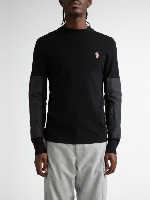 Moncler Grenoble Moncler Grenoble Insulated Wool & Nylon Crewneck Sweater in Black at Nordstrom