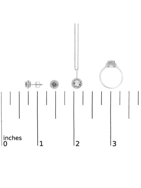 Other Designers Haus of Brilliance 10K White Gold Blue Aquamarine and 3/8 Cttw Diamond Halo Jewelry Set