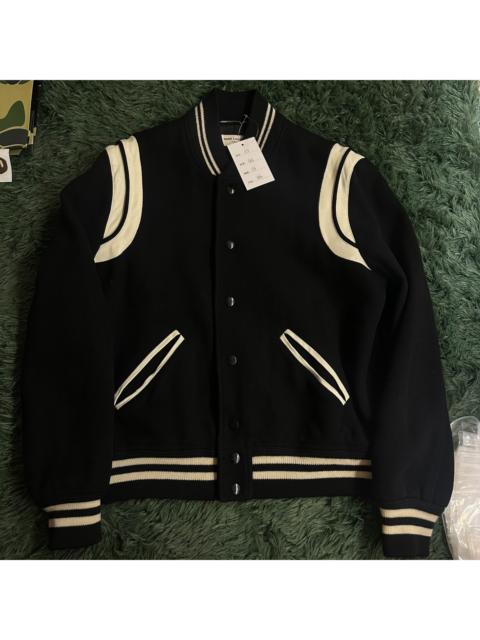 SAINT LAURENT Saint Laurent YSL classic black and white baseball jacket