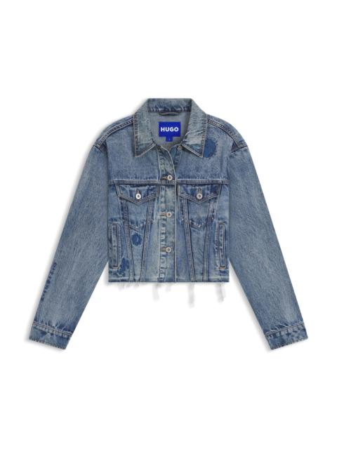 HUGO RELAXED-FIT DENIM JACKET WITH EMBROIDERED MOTIFS