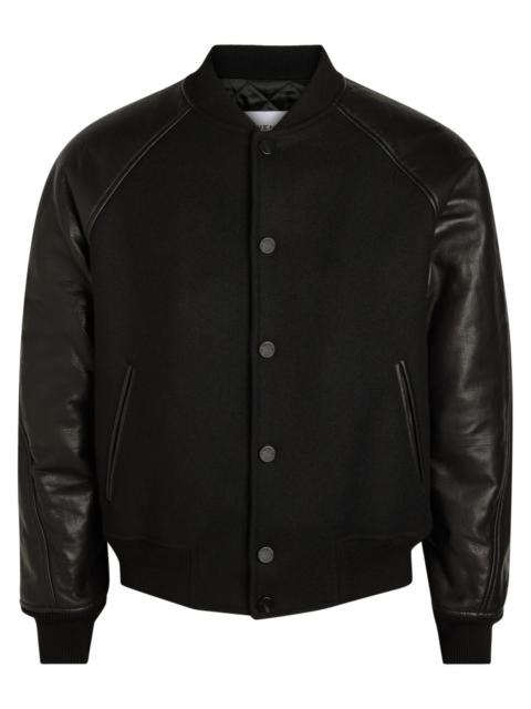 Givenchy Givenchy Logo-appliquéd Leather and Wool Bomber Jacket