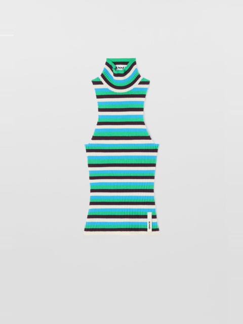 SUNNEI HIGHNECK KNIT TANK TOP / electric green stripes