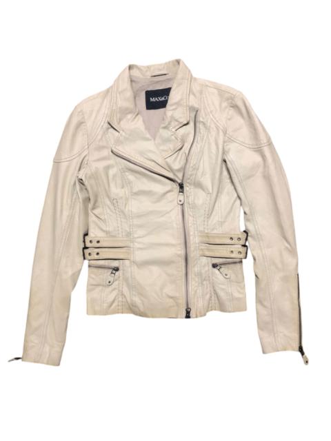 Other Designers Branded Leather × Leather - MAX&Co. Double Collar Lamb leather Ride Jacket Cream