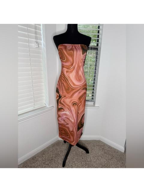 Other Designers SHEIN Strapless Dress in Pink and Brown Swirl