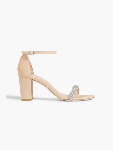 Stuart Weitzman Crystal-embellished braided suede sandals