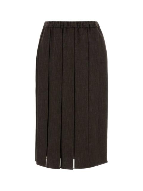 Brunello Cucinelli Brunello Cucinelli Women Brown Denim And Silk Skirt