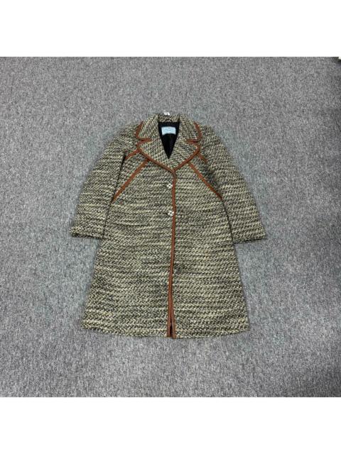 Prada Prada Leather Trimmed Wool Coat 