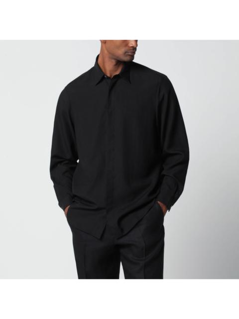 LARDINI Lardini Black Linen-Blend Shirt Men