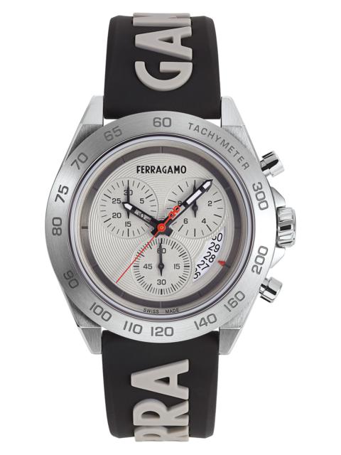 FERRAGAMO Chronograph Silicone Strap Watch, 43mm