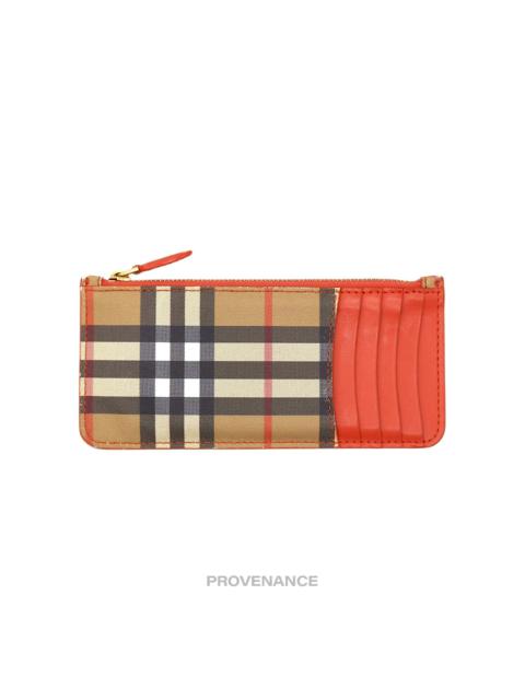 Burberry Zip Card Wallet - Nova Check Orange Leather
