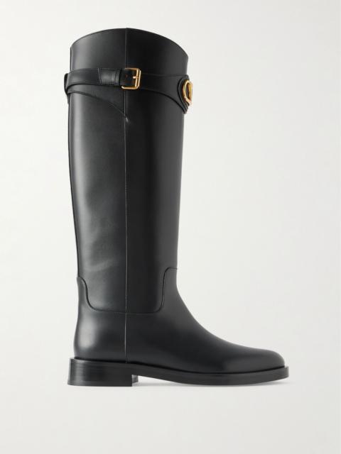 Valentino VLogo leather knee boots Black