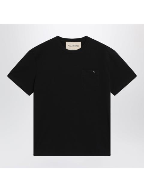 Valentino Valentino Black Cotton T-Shirt With Vgold Men