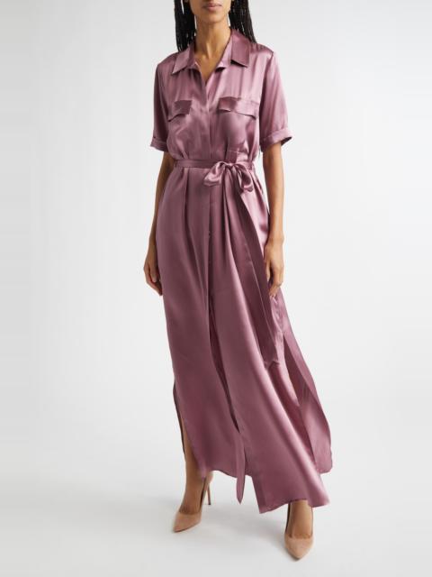 L'AGENCE L'AGENCE Klement Utility Silk Maxi Dress in Dusky Orchid at Nordstrom