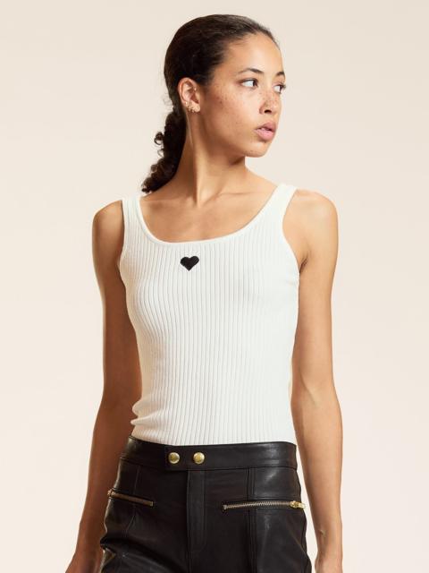 CYNTHIA ROWLEY Heart Embroidered Knit Top