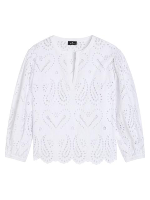 Etro Etro Open-embroidery Cotton-blend Blouse