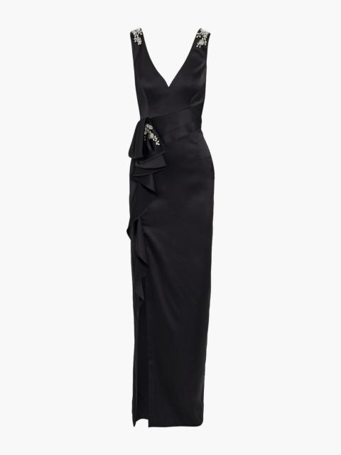 Other Designers Embellished ruffled satin-crepe gown