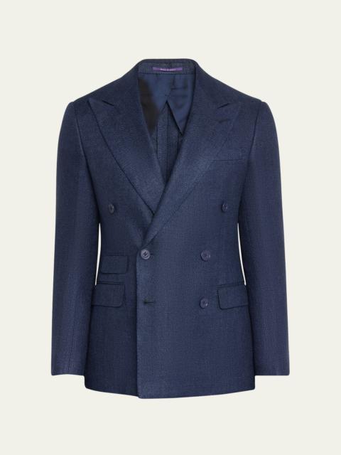 Men's Kent Herringbone Double-Breasted Sport Coat