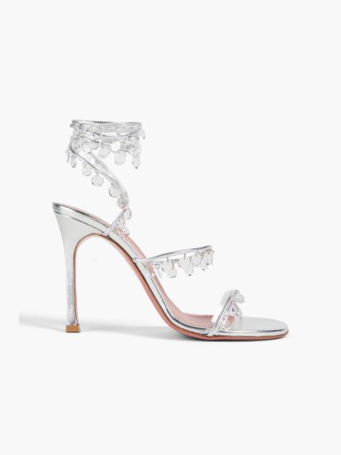 Amina Muaddi Tina crystal-embellished metallic leather sandals