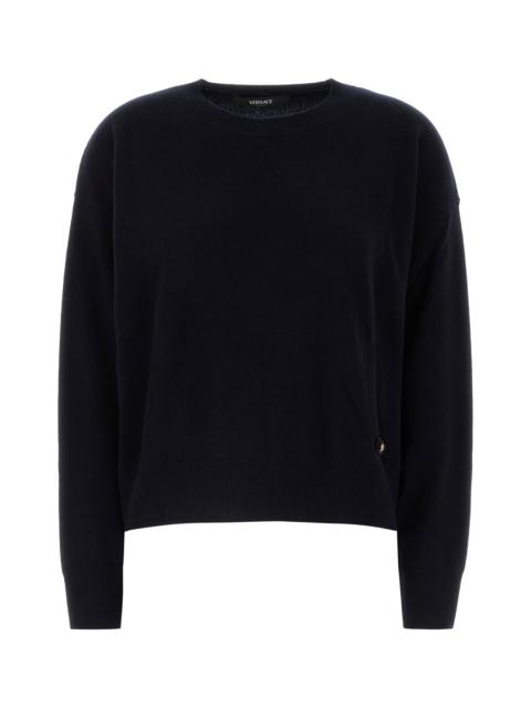 VERSACE Midnight blue stretch wool blend sweater