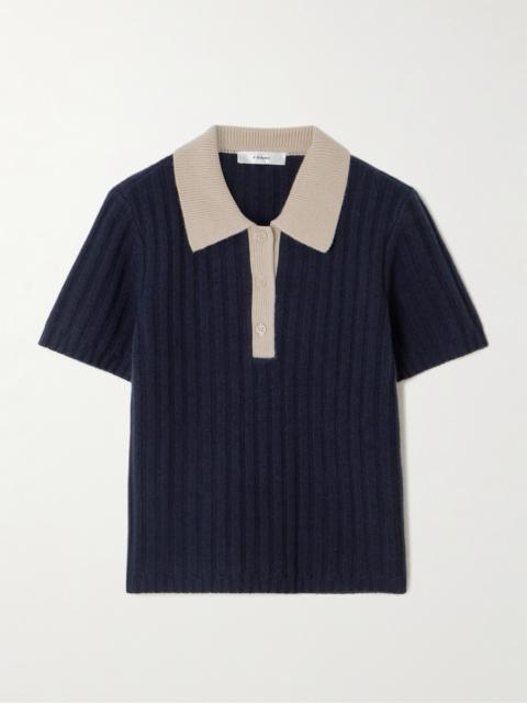 FRAME Two-tone Ribbed Cashmere Polo Shirt