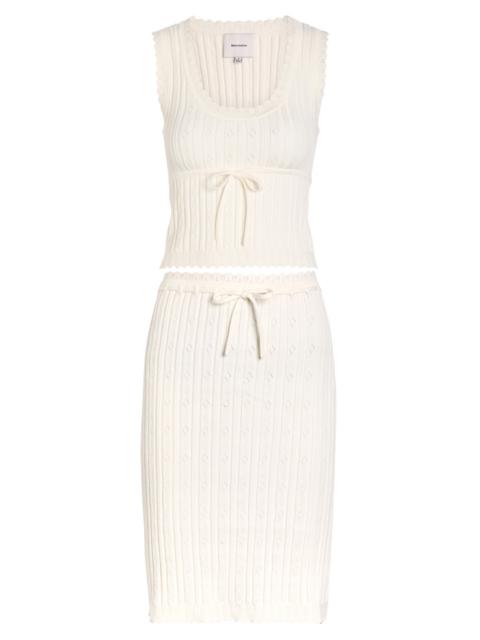 Reformation Reformation Erin Pointelle Stretch-cotton top and Skirt set