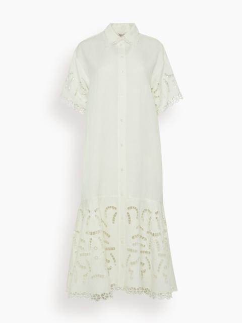 Sea Marja Embroidery Shirt Dress in Pearl